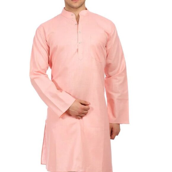 WINTAGE COTTON SILK PINK KURTA PYJAMA S36 - Picture 1 of 2